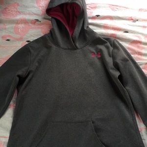 Under armour pink and grey hoodie. Youth XL